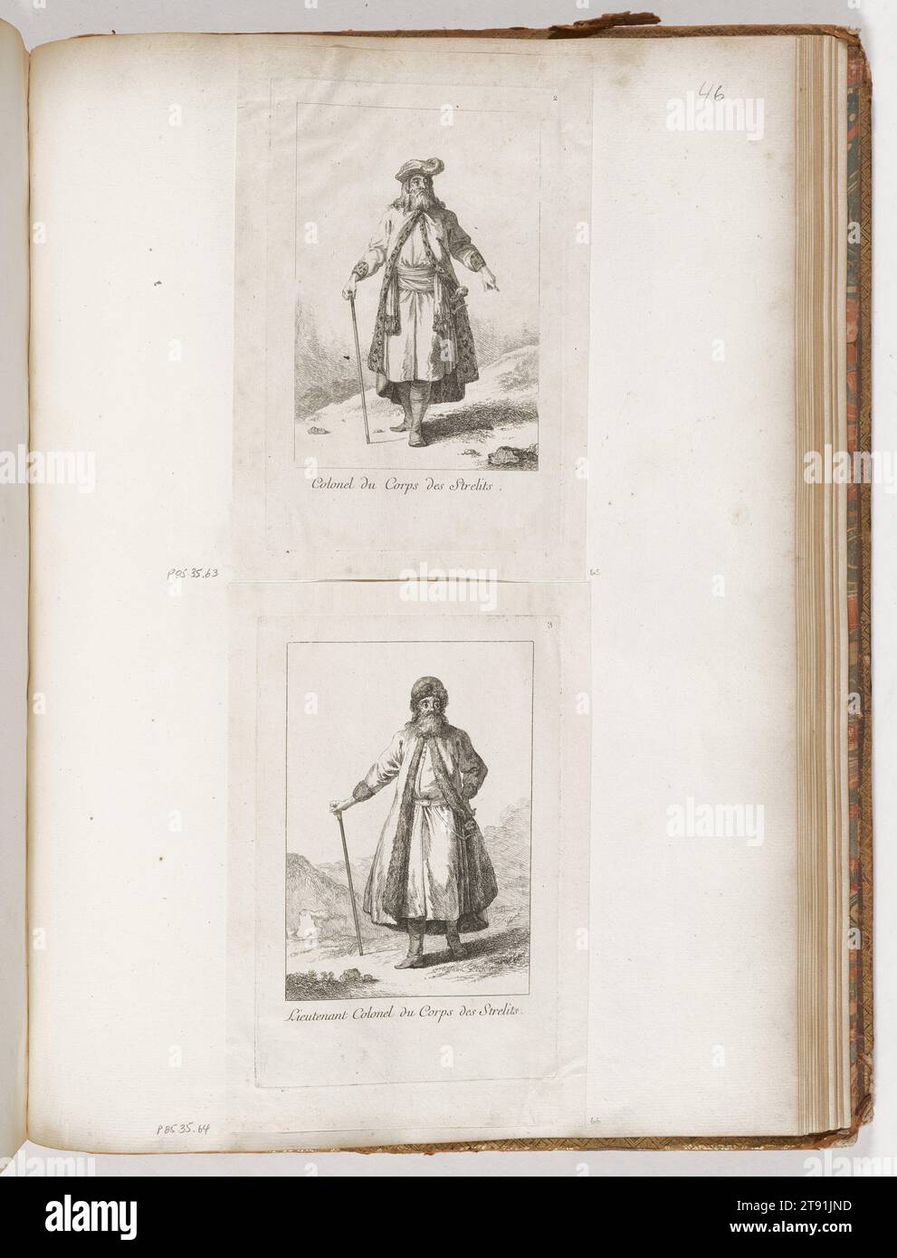 Colonel from the Streltsi Militia, 1764, Jean-Baptiste Le Prince, French, 1734 - 1781, 6 15/16 x 4 11/16 in. (17.62 x 11.91 cm) (image)9 x 5 3/4 in. (22.86 x 14.61 cm) (plate)10 3/16 x 6 13/16 in. (25.88 x 17.3 cm) (sheet), Etching, France, 18th century Stock Photo