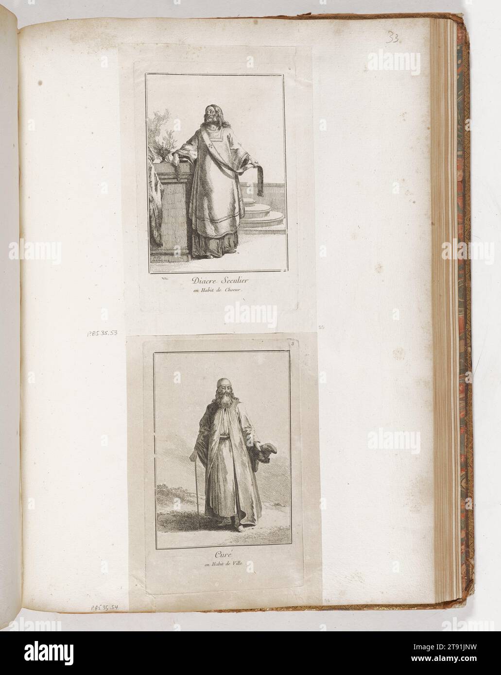 Secular Deacon in Choir Robe, 1764, Jean-Baptiste Le Prince, French, 1734 - 1781, 7 x 5 in. (17.78 x 12.7 cm) (image)8 7/8 x 5 9/16 in. (22.54 x 14.13 cm) (plate)10 5/16 x 6 7/8 in. (26.19 x 17.46 cm) (sheet), Etching, France, 18th century Stock Photo