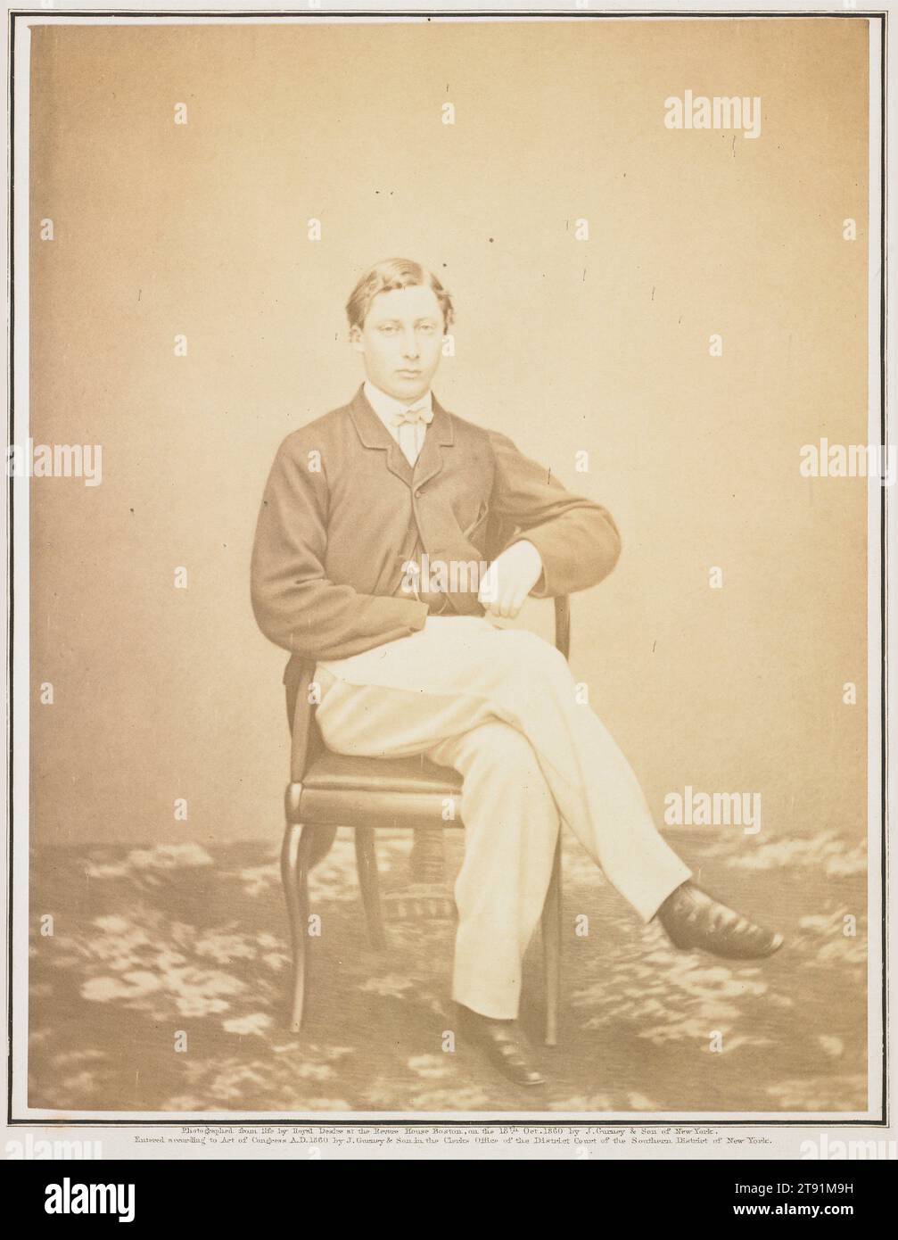 Albert Edward, Prince of Wales (1841-1910), October 19, 1860, Jeremiah Gurney, American, 1812 - 1895, 7 3/16 x 5 1/2 in. (18.26 x 13.97 cm) (image), Albumen print, United States, 19th century Stock Photo