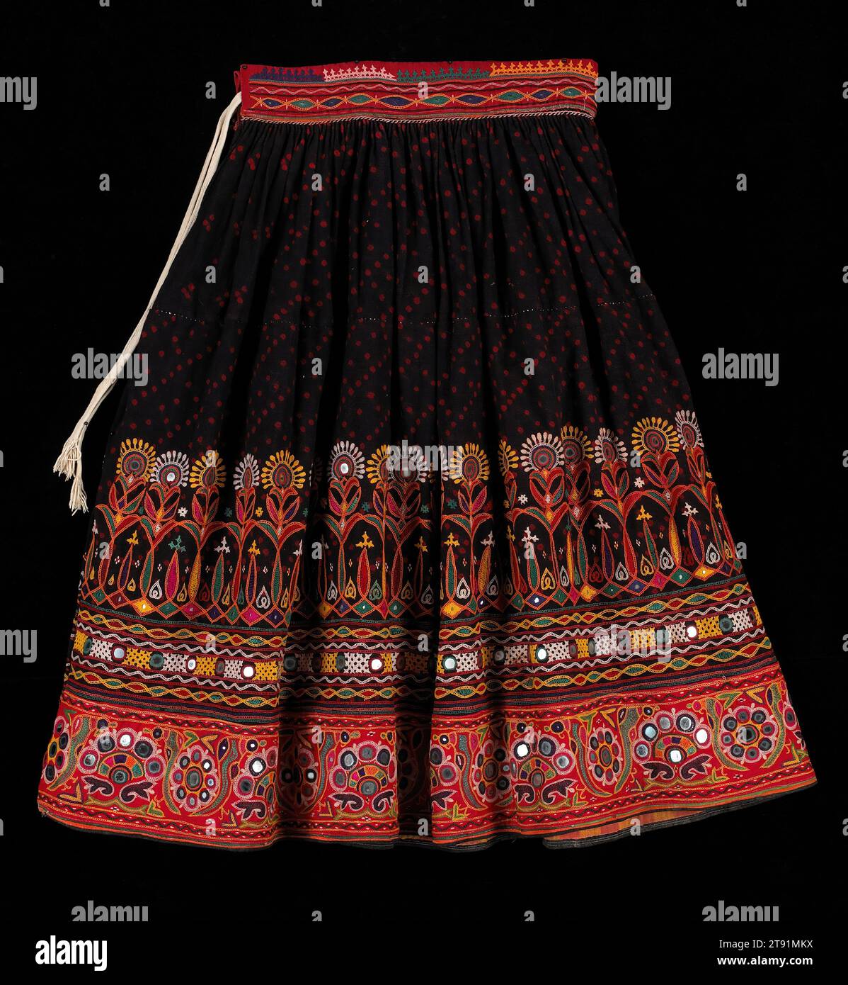 Skirt, c. 1970-1980, 34 x 50 in. (86.36 x 127 cm), Cotton; embroidery, India, 20th century Stock Photo