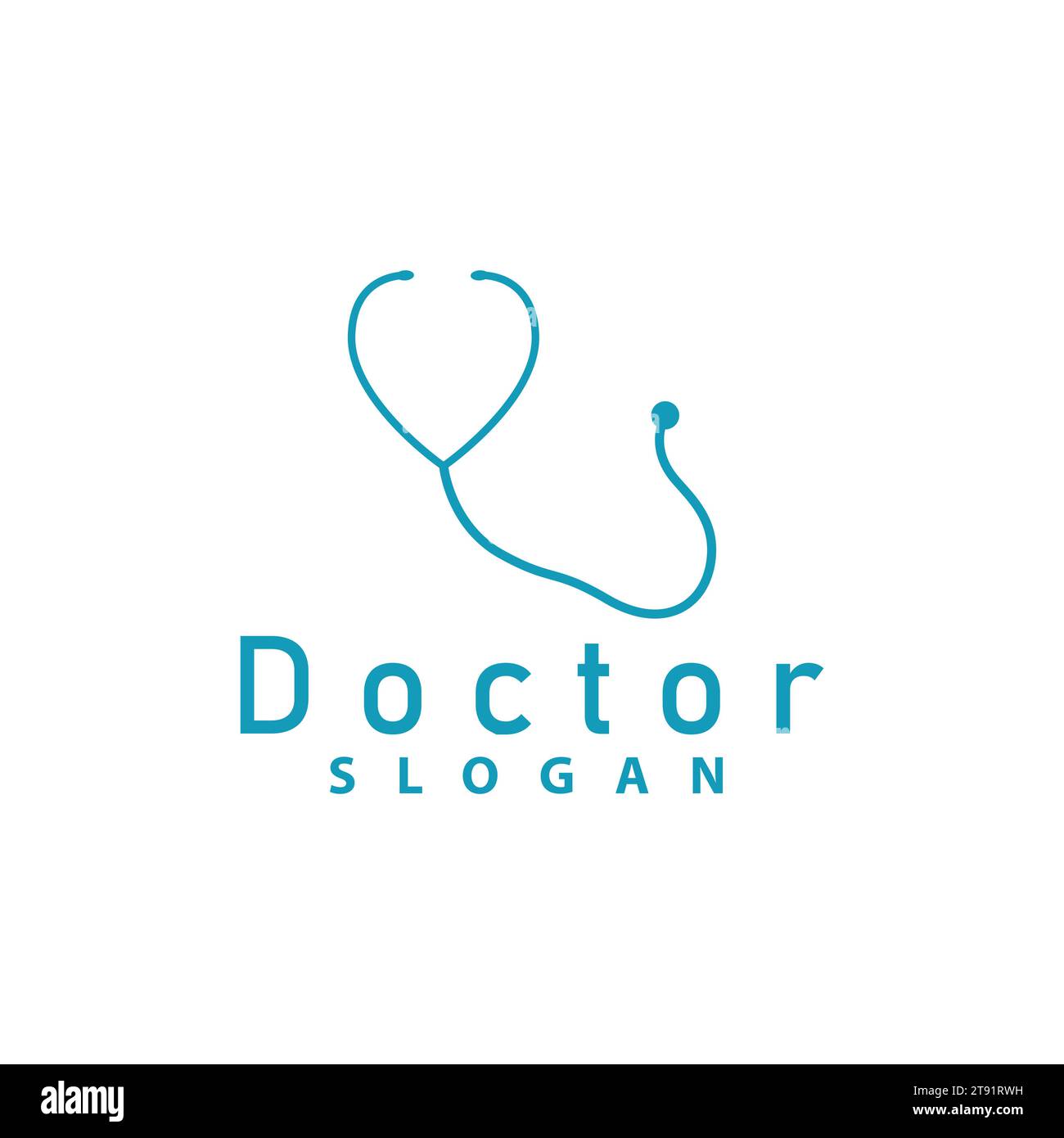 Health Logo, Doctor Stethoscope Vector, Health Care Line Design, Icon Silhouette Illustration Stock Vector