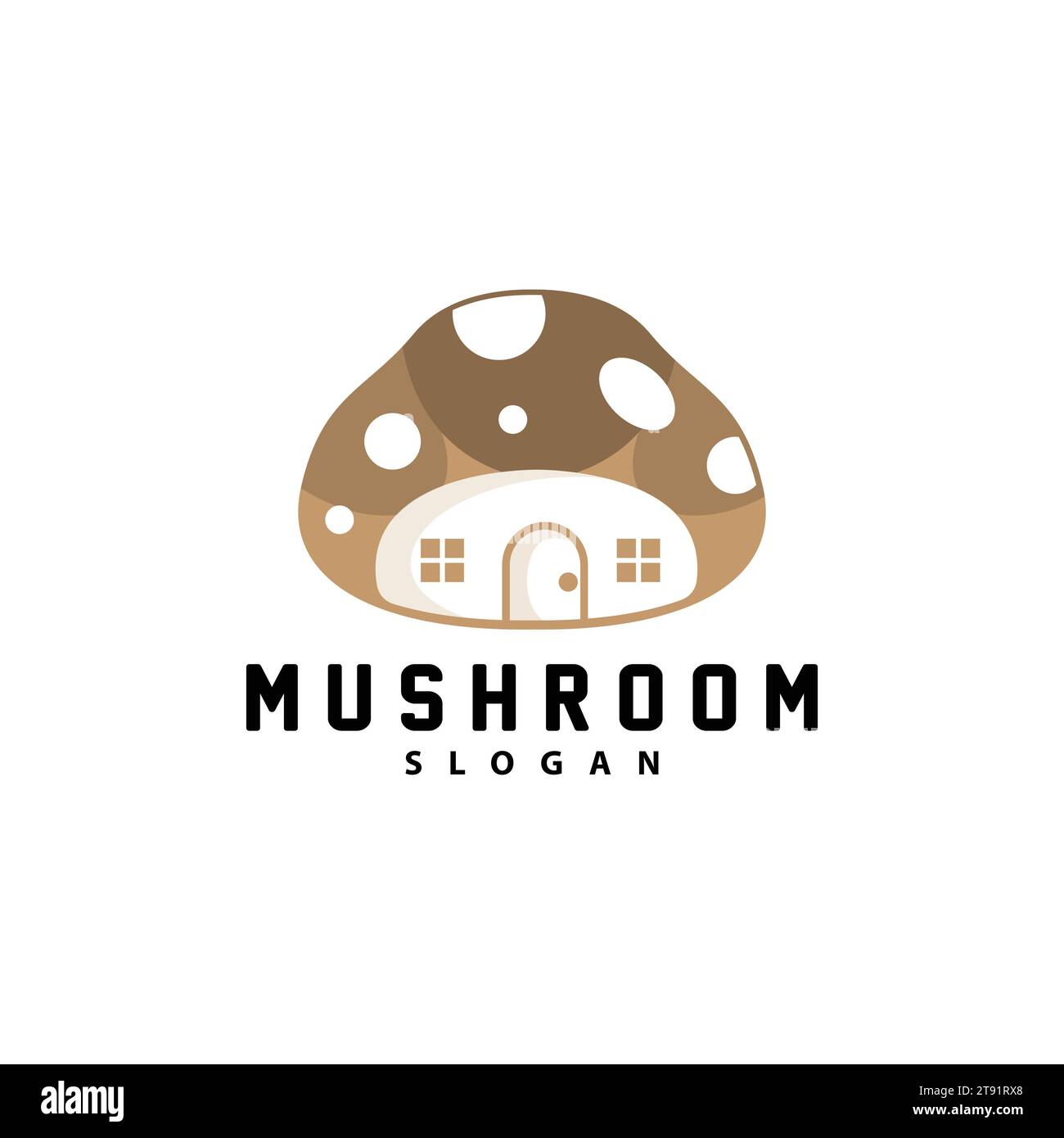 Mushroom Logo, Retro Minimalist Design, Food Vector, Mushroom Plant, Icon Illustration Symbol Stock Vector