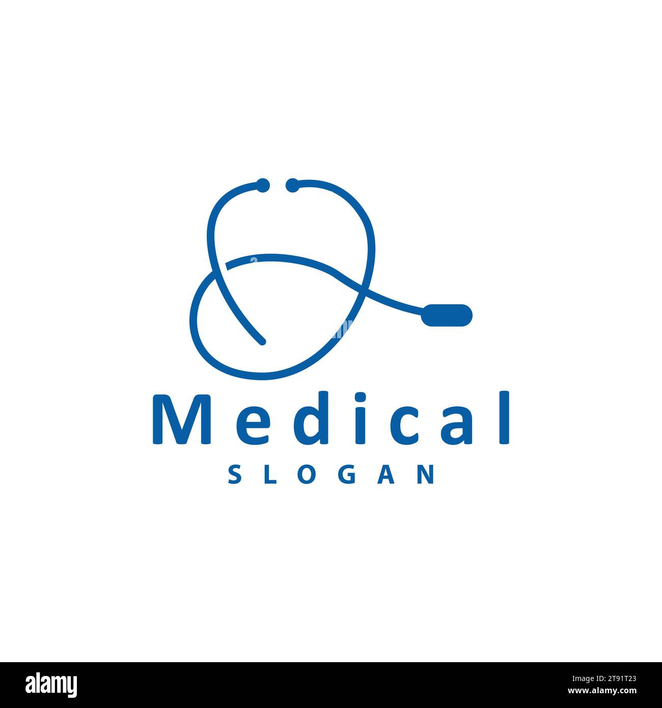 Health Logo, Doctor Stethoscope Vector, Health Care Line Design, Icon Silhouette Illustration Stock Vector