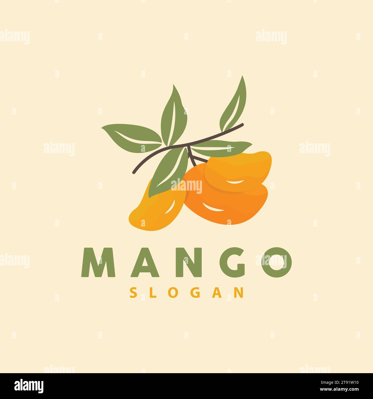 Mango Logo, Fruit Design Simple Minimalist Style, Fruit Juice Vector, Icon Symbol Illustration Stock Vector
