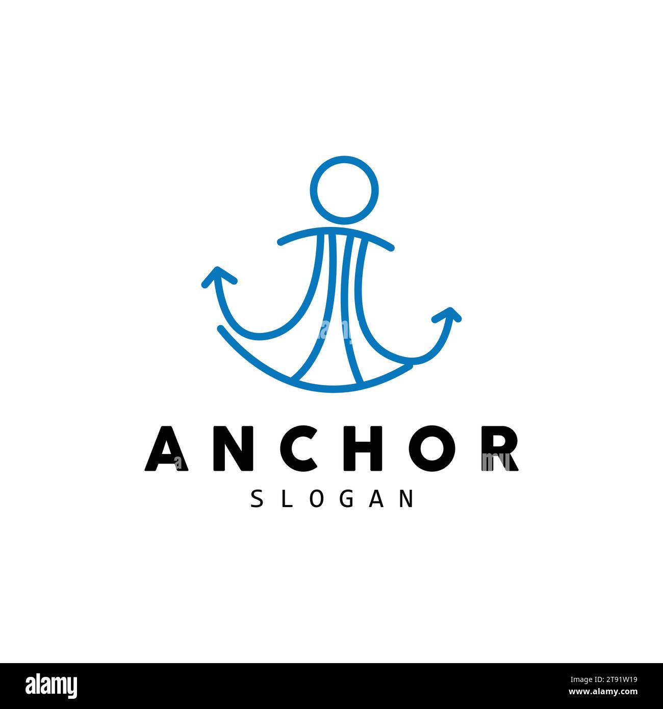 Anchor Logo, Ocean Ship Vector, Simple Minimalist Design, Anchor Icon