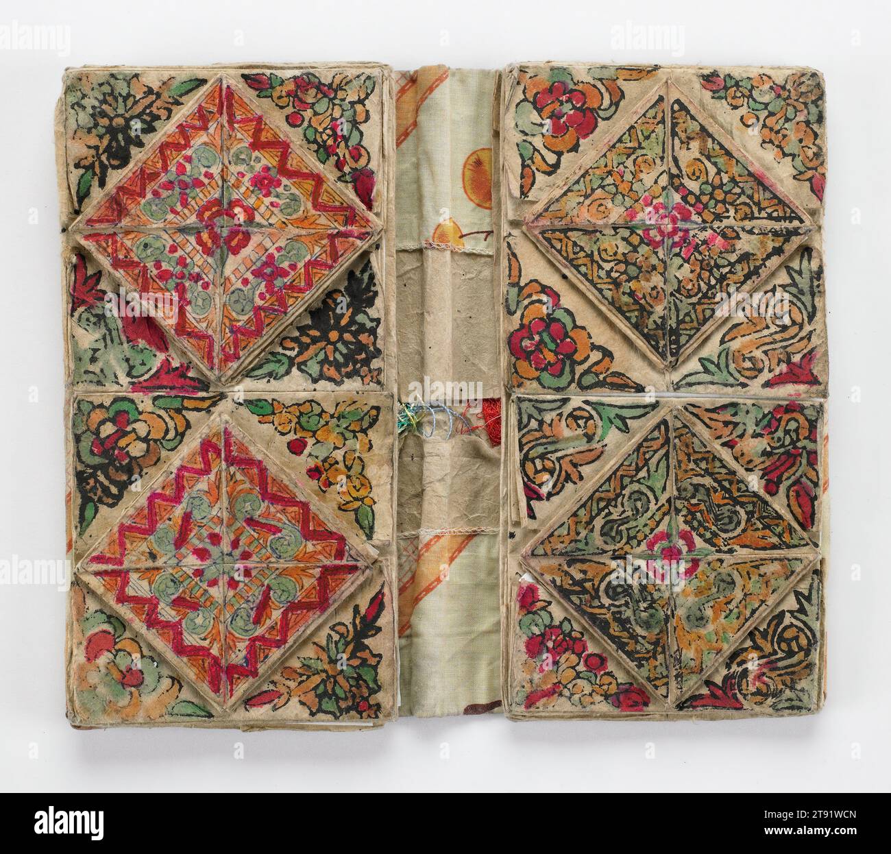 Embroidery and Thread Case, 9 7/8 x 6 x 1 1/4 in. (25.08 x 15.24 x 3.18 cm) (closed), Cotton fabric, paper, pigment, China Stock Photo