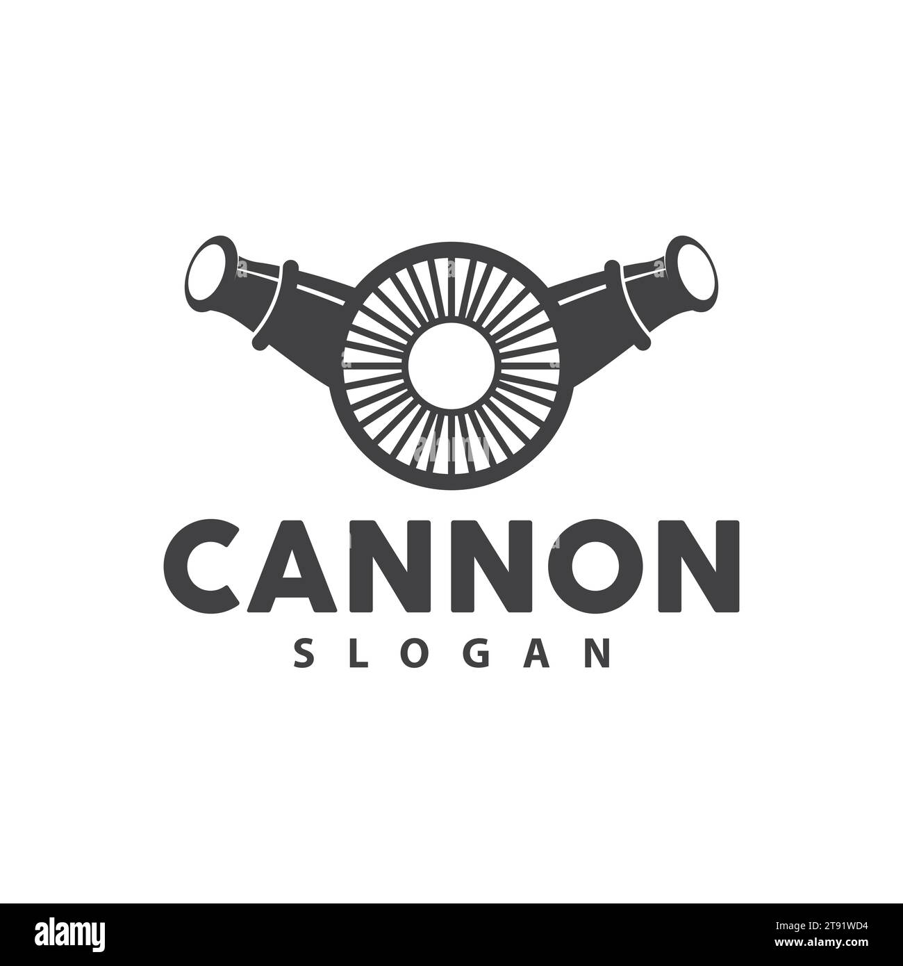 Cannon Logo, Elegant Simple Design Retro Vintage Style, War Artillery Vector, Illustration Symbol Icon Stock Vector