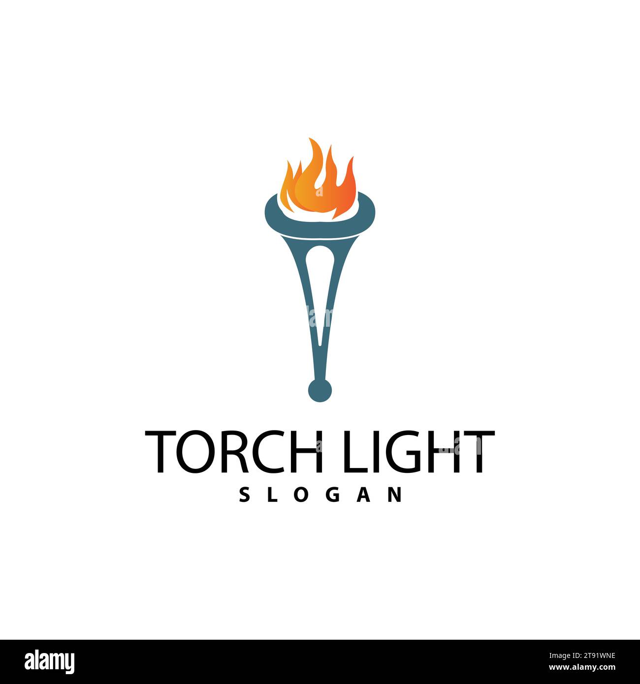 Torch Logo, Olympic Flame Vector, Simple Minimalist Design Template Illustration Stock Vector