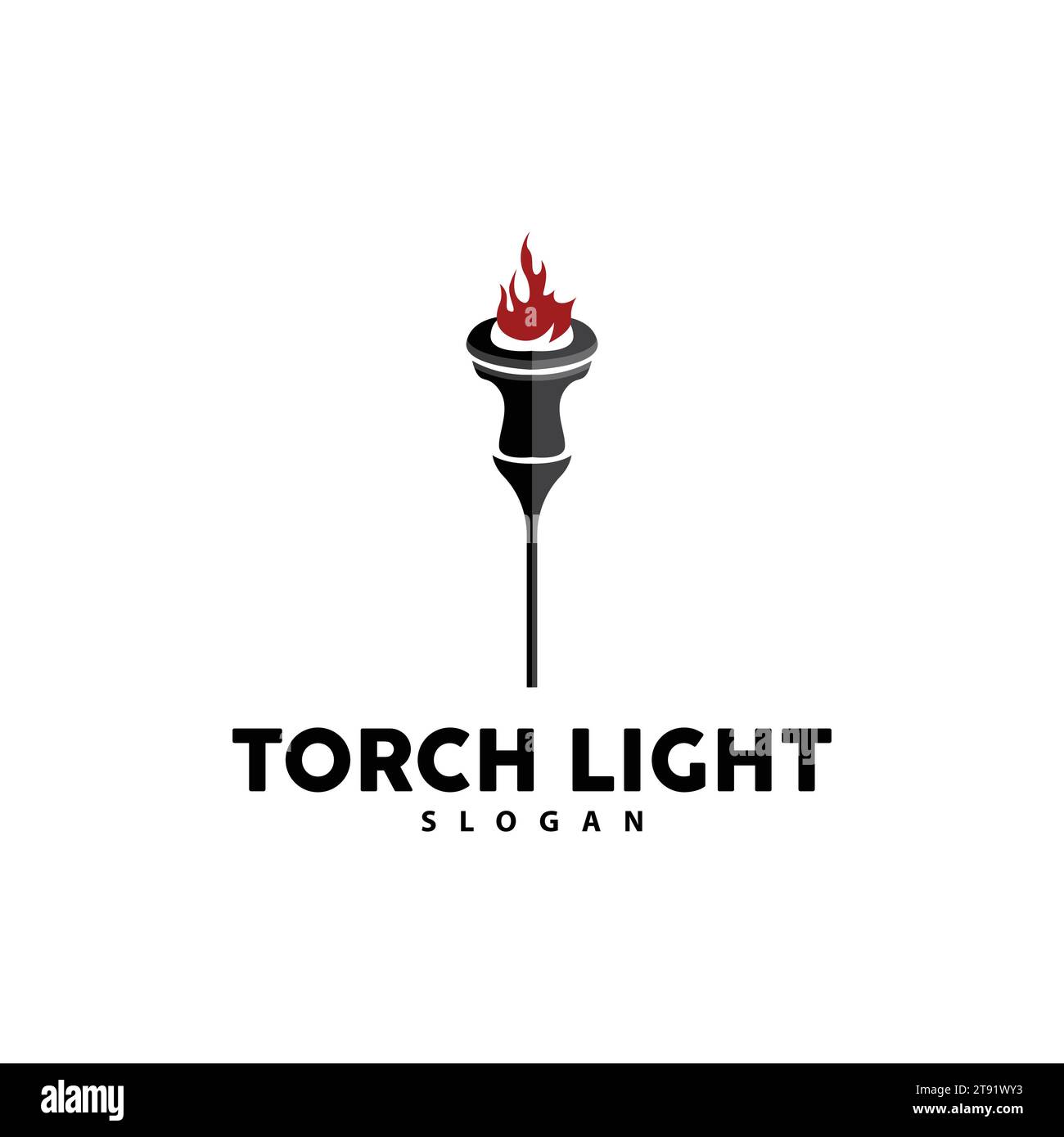 Torch Logo, Olympic Flame Vector, Simple Minimalist Design Template Illustration Stock Vector