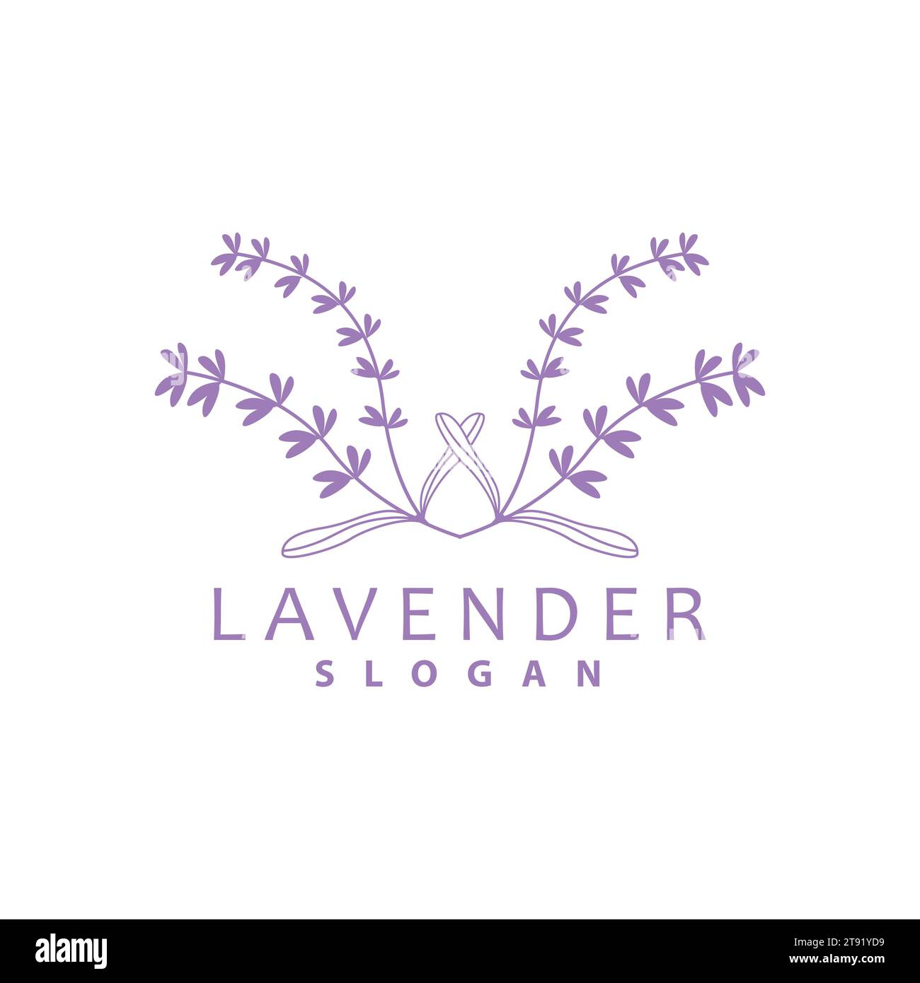 Lavender Logo, Simple Elegant Purple Flower Plant Vector, Greeting Card Design, Banner, Flower Ornament, Lavender Hand Drawn Wedding, Icon Symbol Illu Stock Vector