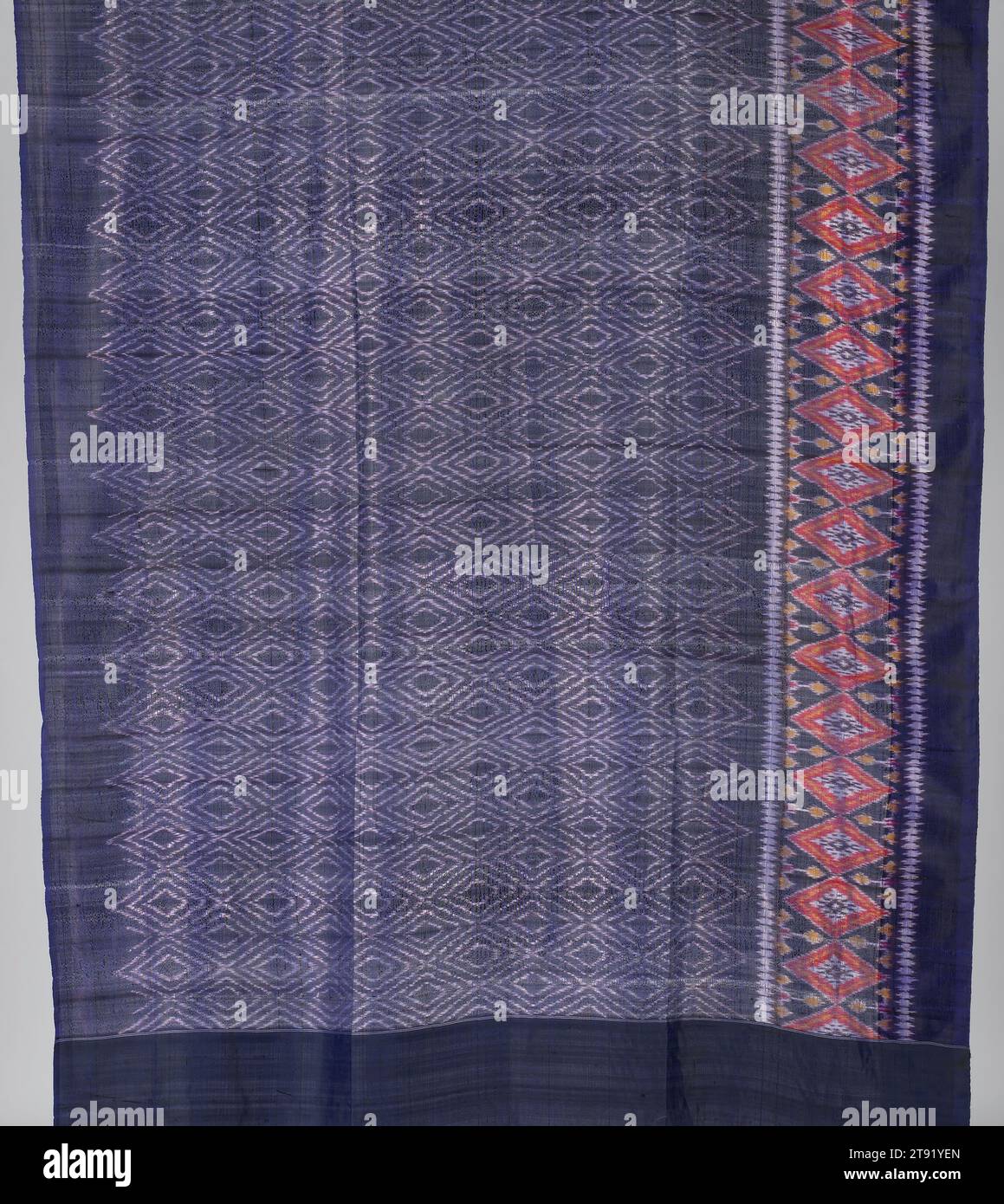 Sari, c. 1970, 160 x 42 1/4 in. (406.4 x 107.32 cm), Silk; weft ikat, India, 20th century Stock Photo