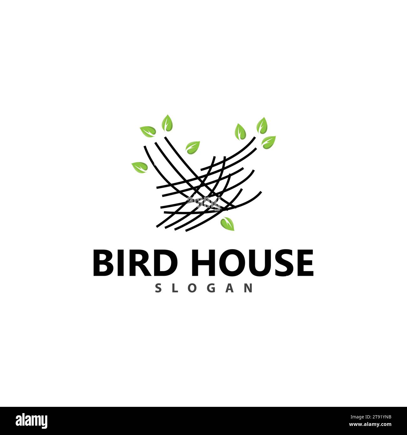 Bird Nest Logo, Bird House Shelter Vector, Modern Line Design