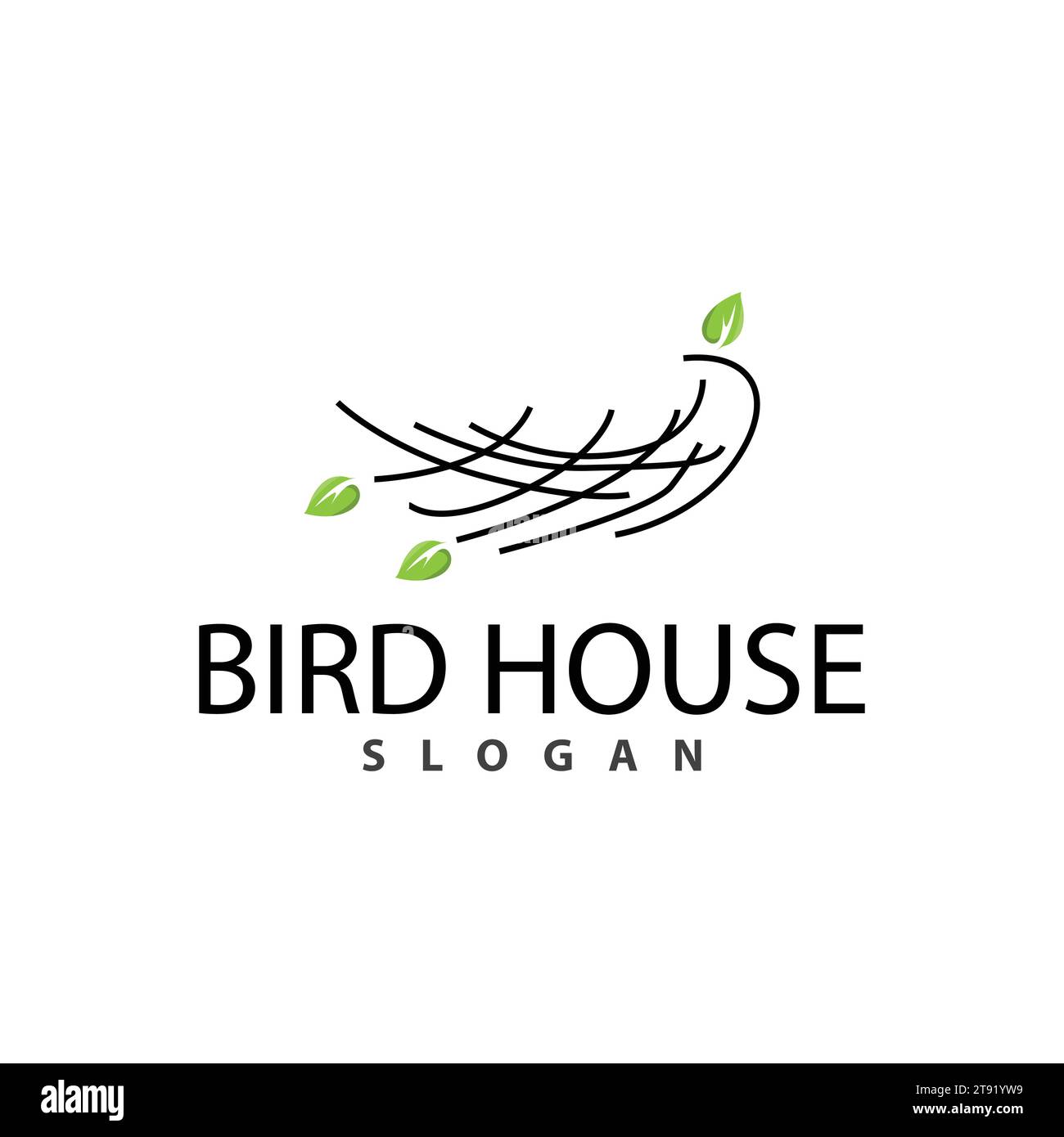 Bird Nest Logo, Bird House Shelter Vector, Modern Line Design