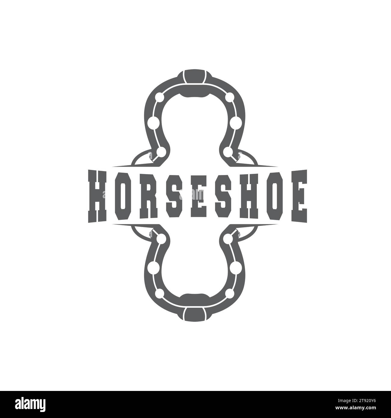 Horseshoe Logo, Horse Vector Vintage Elegant Old Retro Texsas Design, Silhouette Symbol Icon Stock Vector