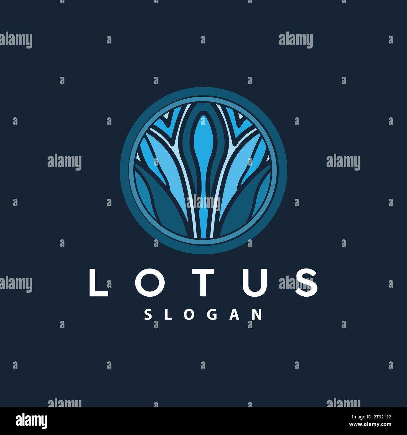Lotus Logo, Flower Plant Vector, Minimalist Simple Line Design, Symbol Icon Template Stock Vector