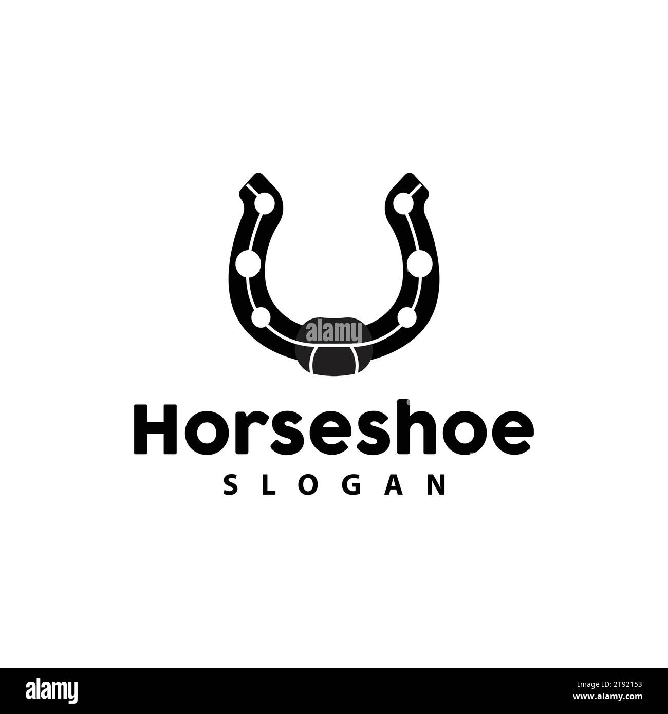 Horseshoe Logo, Horse Vector Vintage Elegant Old Retro Texsas Design, Silhouette Symbol Icon Stock Vector