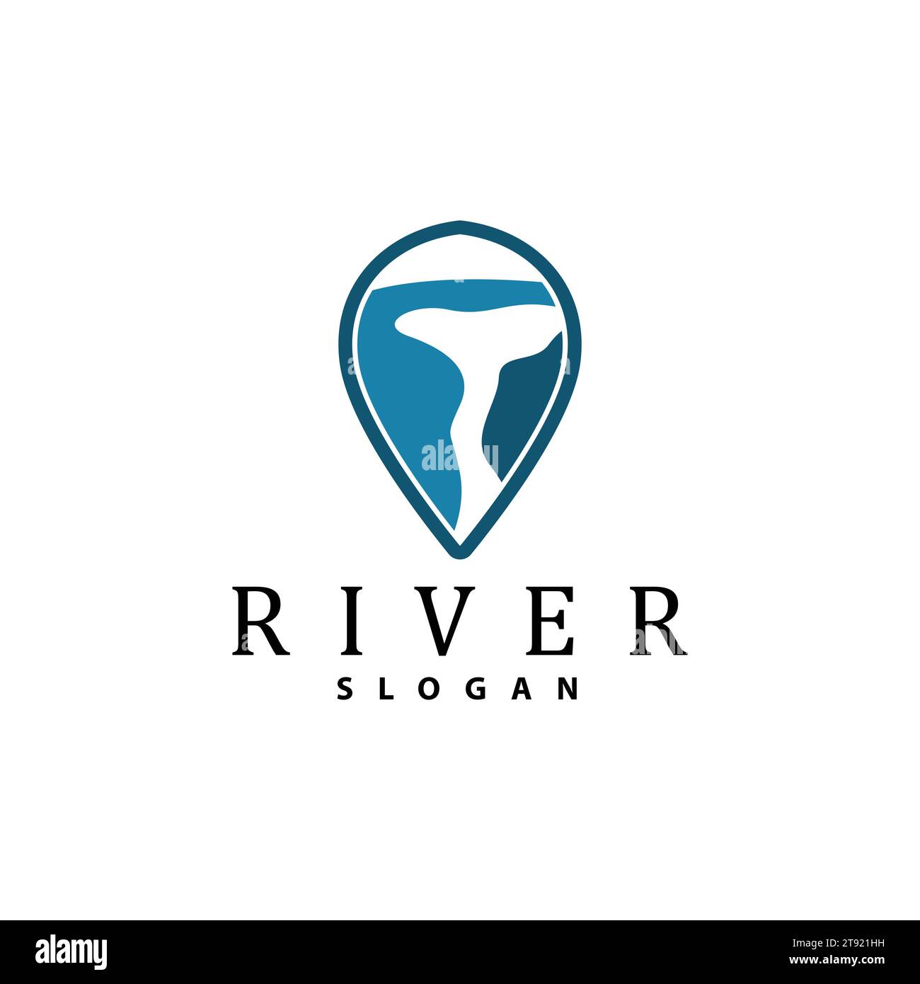 River Logo Design, River Creek Vector, Riverside Illustration With A Combination Of Mountains And Nature, Product Brand Stock Vector