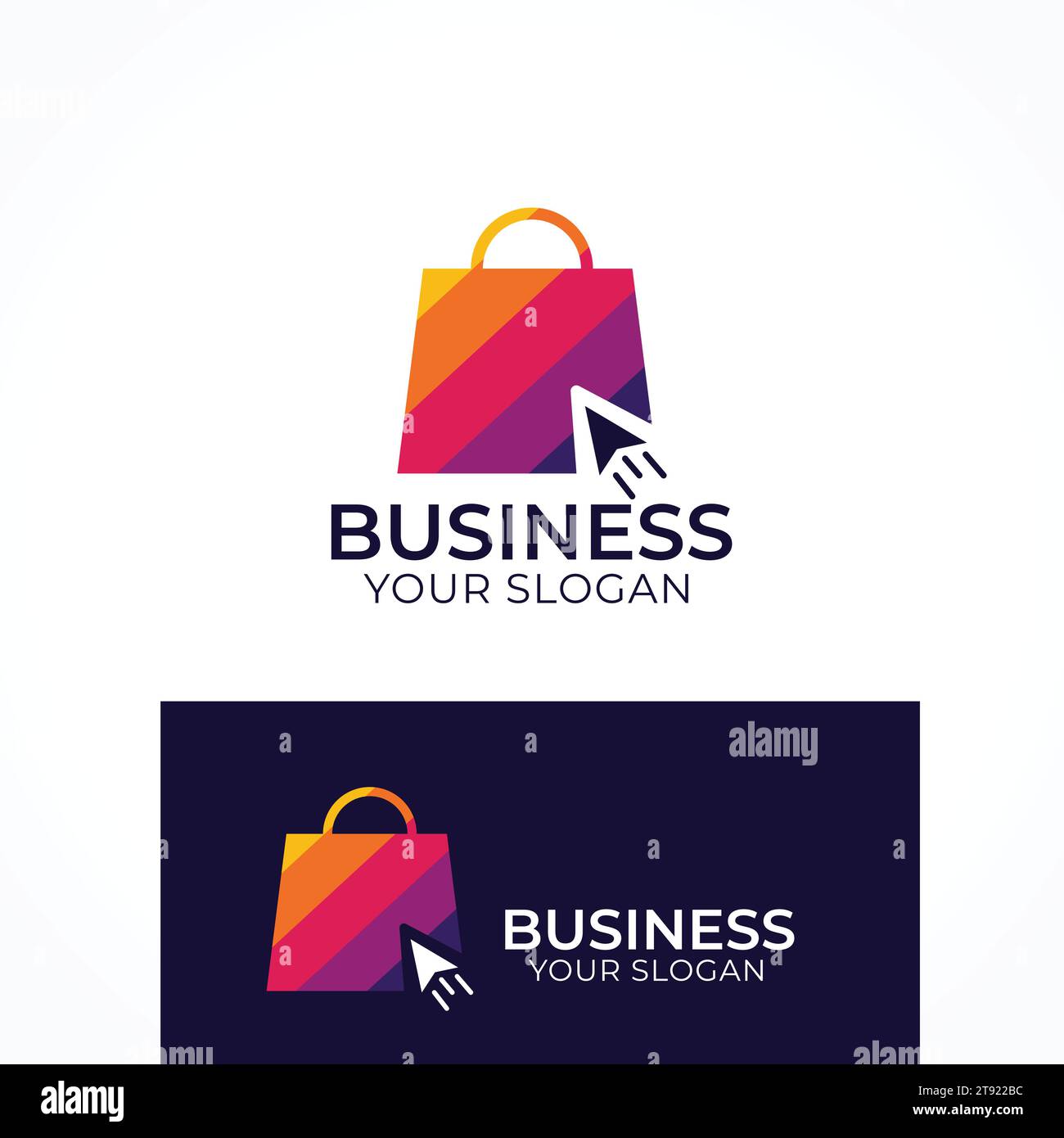 colorful e Shopping bag logo design Stock Vector