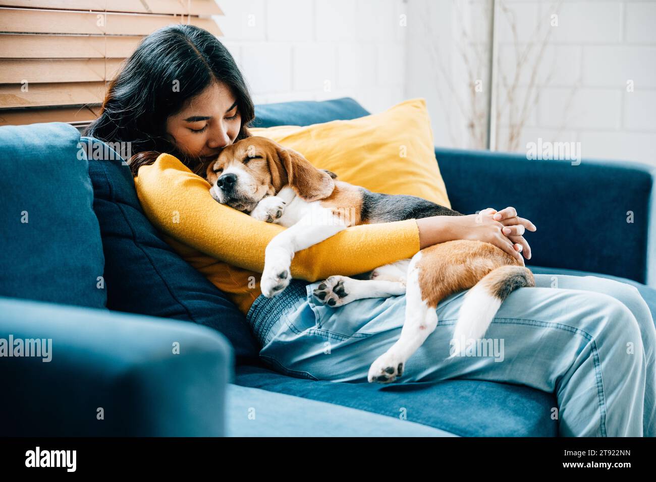 Embracing the essence of trust and love, a young Asian woman and her ...
