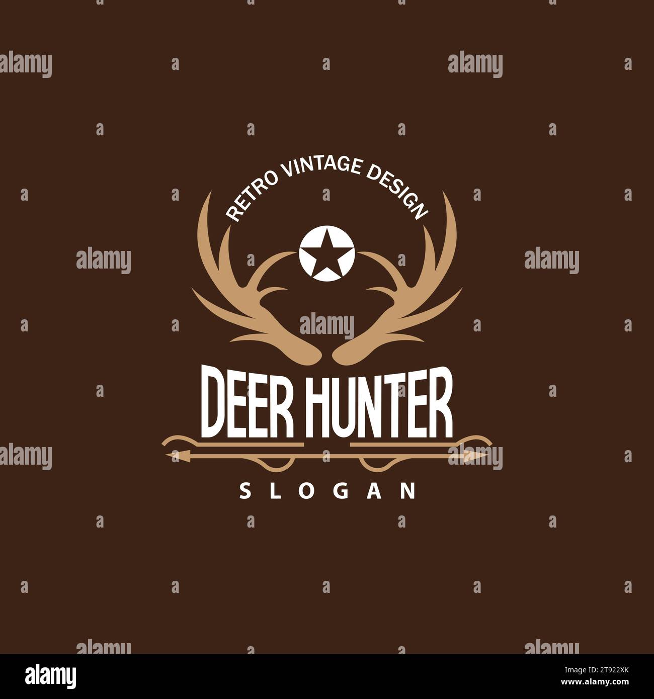 Deer Logo, Deer Hunter Vector, Forest Animal Design, Deer Antlers Retro