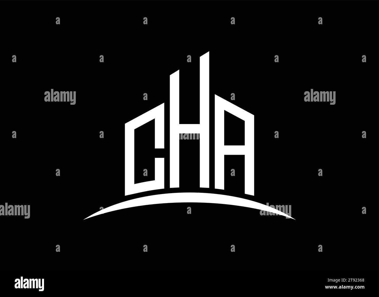 Letter CHA building vector monogram logo design template. Building Shape CHA logo. Stock Vector