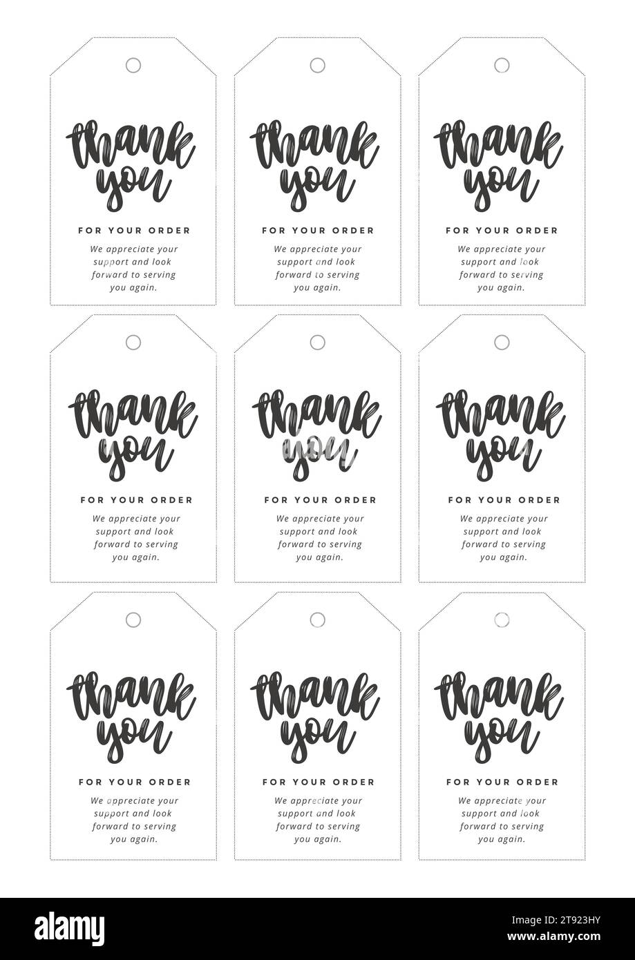 Collection of Black and White Calligraphy Business Thank You Tags Stock ...