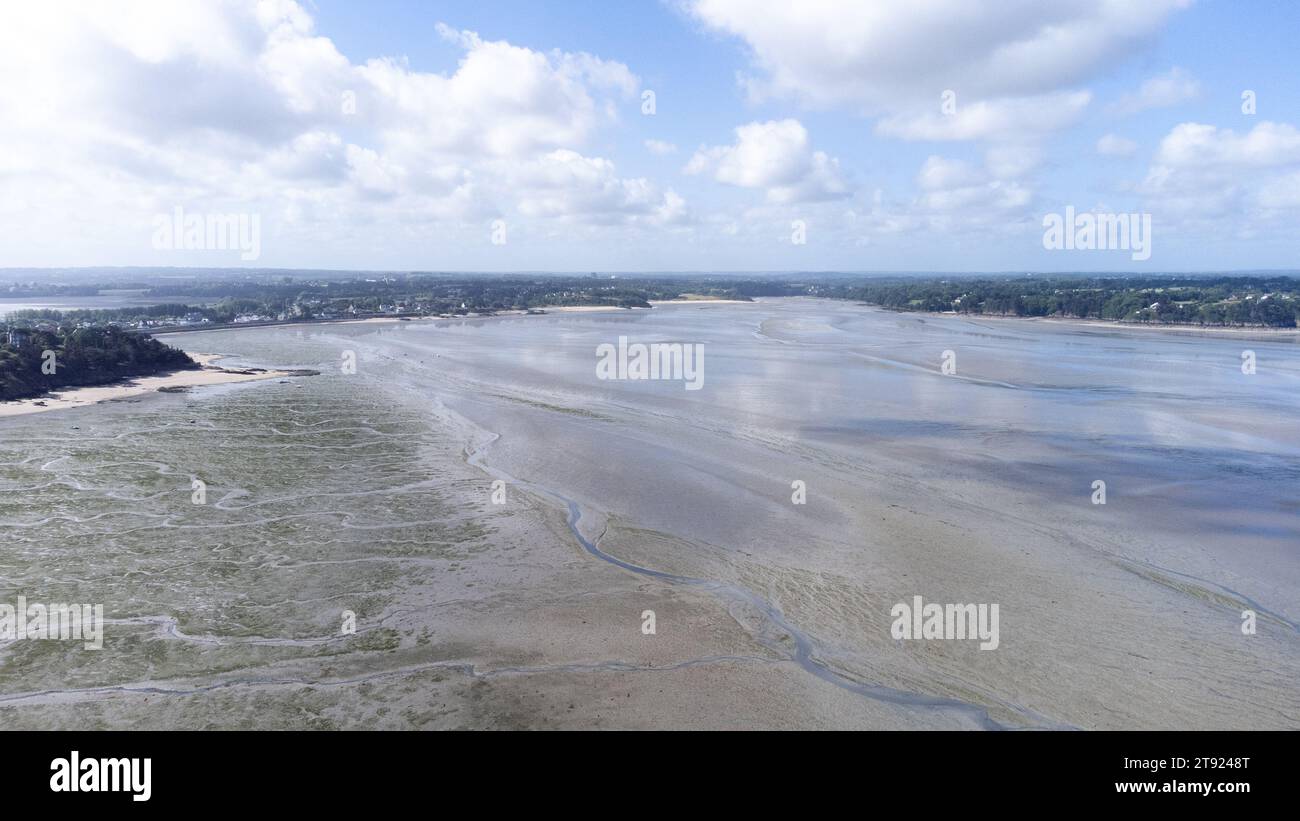 France, Brittany, Saint-Jacut-de-la-Mer, on 2022-06-11. Aerial view of Breton landscape. Photograph by Martin Bertrand. France, Bretagne, Saint-Jacut- Stock Photo