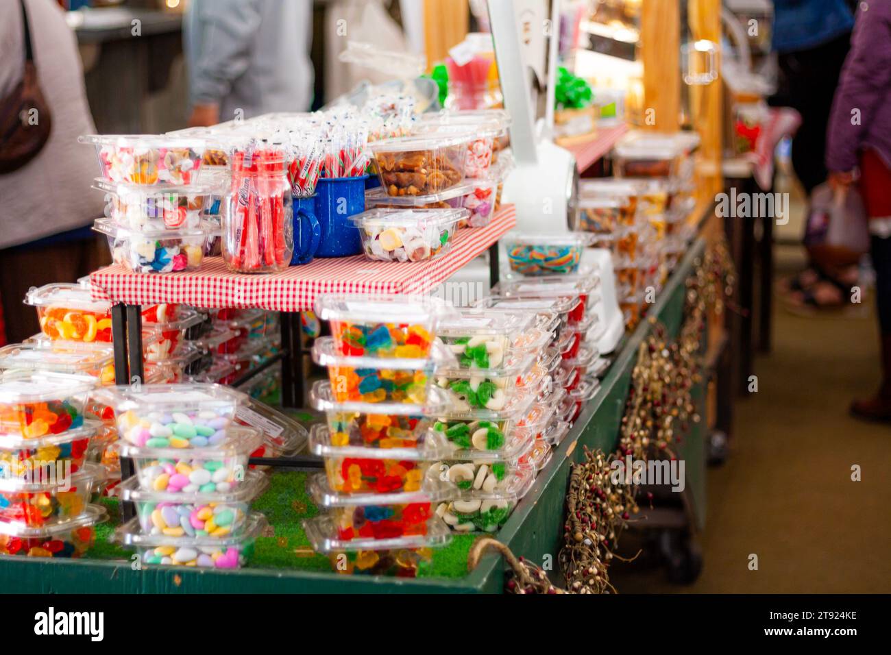 Candies for sale at a small market Stock Photo