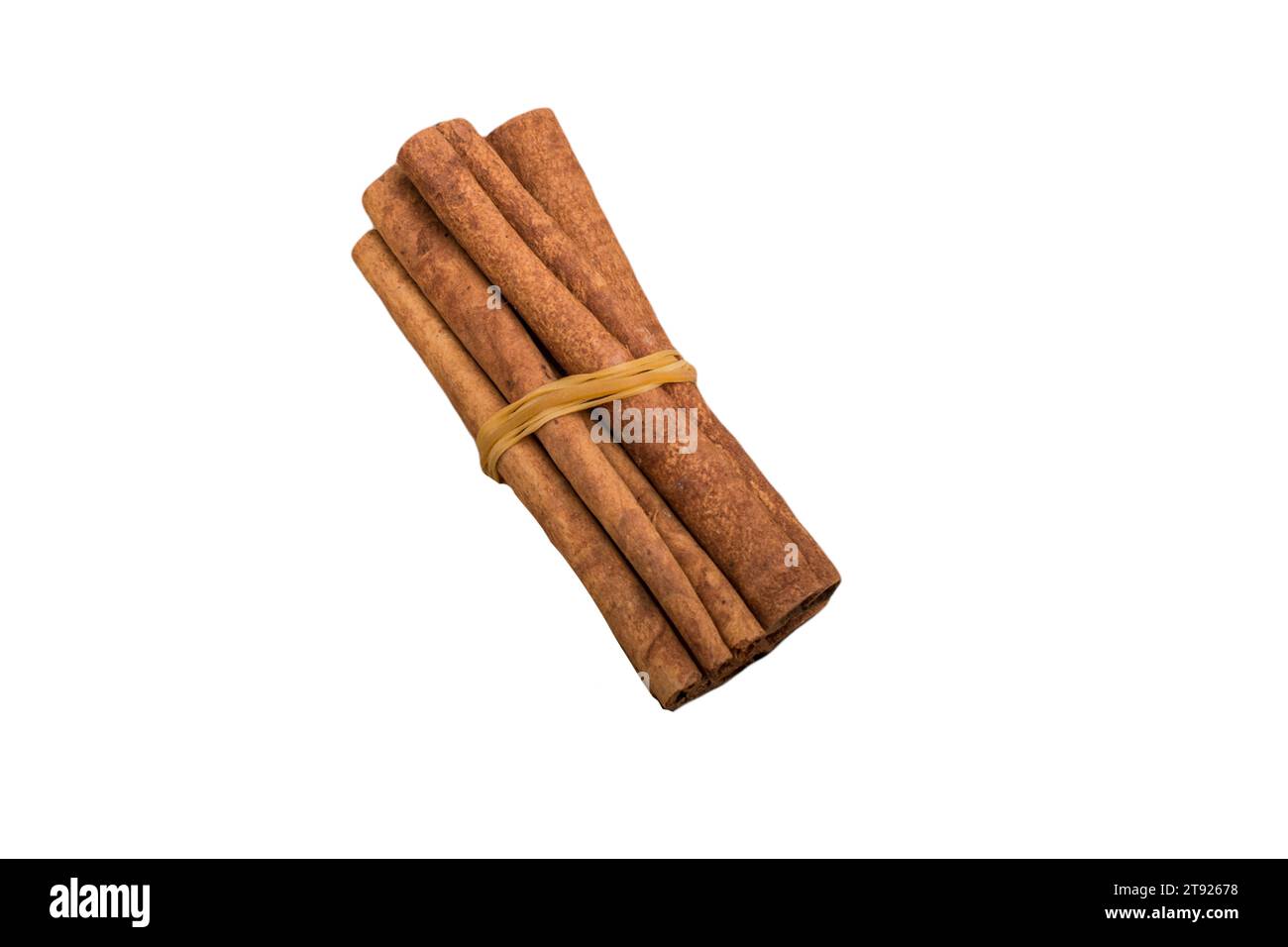 Cinnamon sticks isolated on white background. Dry tree bark Stock Photo
