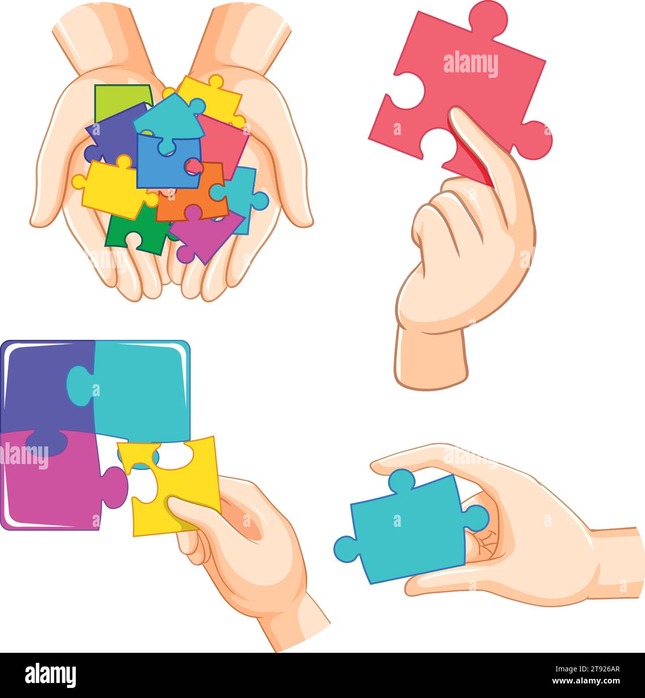 Illustration of hands holding a vibrant puzzle set Stock Vector Image ...