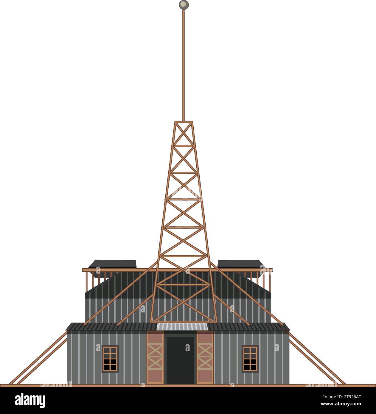 A vector cartoon illustration of Nikola Tesla's isolated lab in Colorado Springs Stock Vector