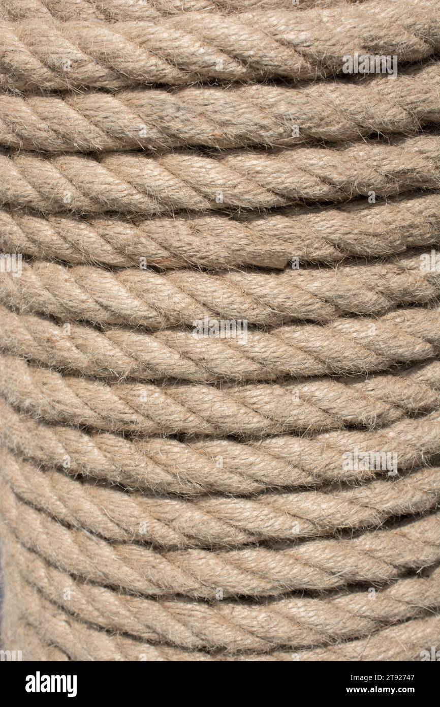 Inen rope in view as a thread background Stock Photo