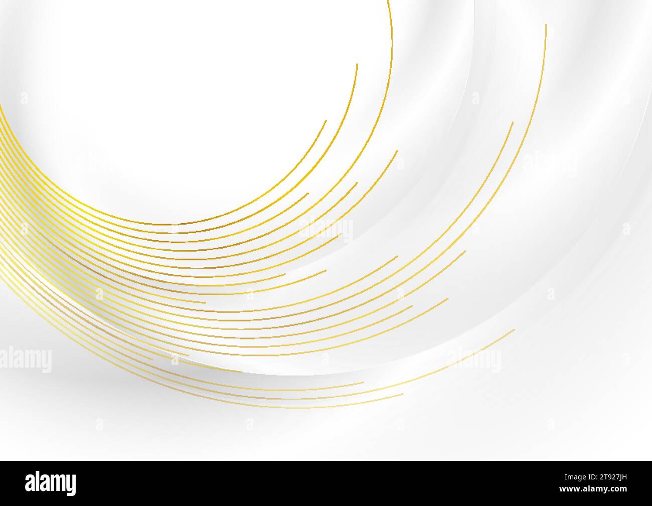 White smooth abstract tech luxury background with golden lines. Vector design Stock Vector