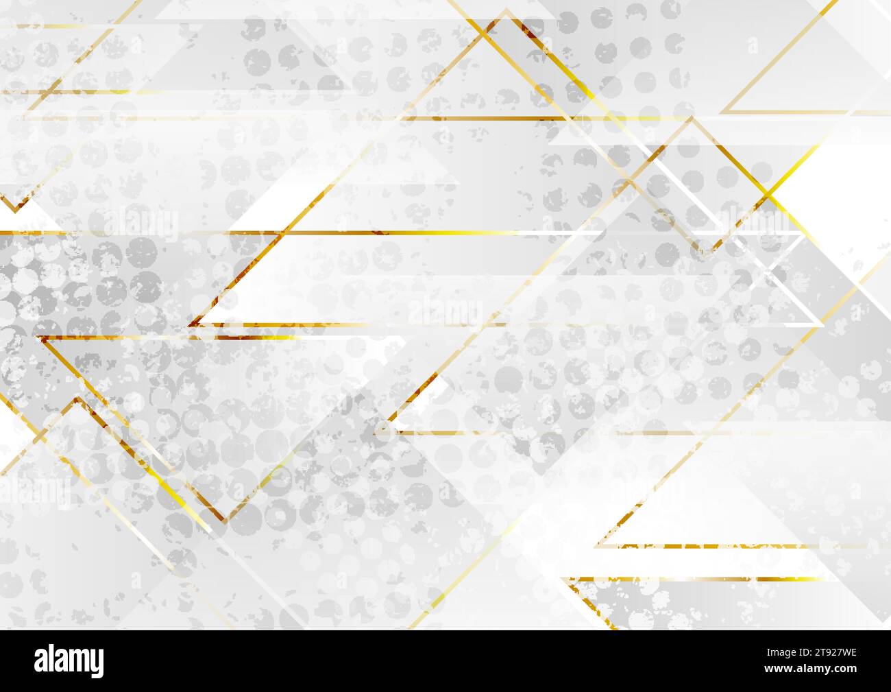 Grey and golden triangles tech abstract geometric grunge background. Vector design Stock Vector