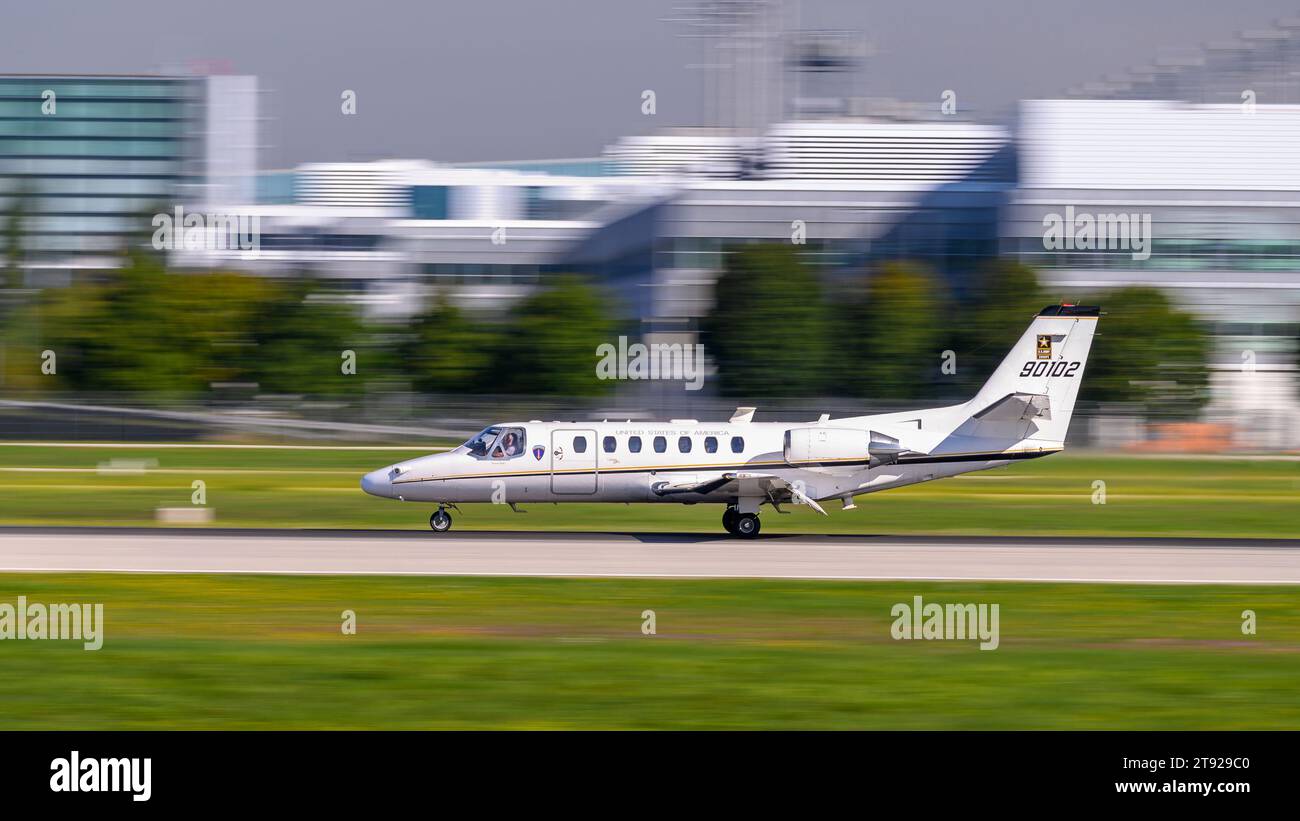 Munich, Germany - September 02. 2023 : United States - Army Priority Air Transport - Cessna UC-35A1 Citation Ultra with the aircraft registration 99-0 Stock Photo