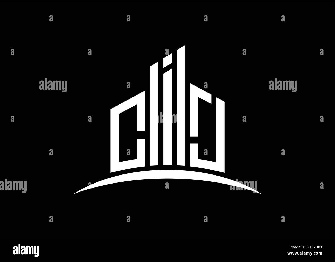 Letter CIJ building vector monogram logo design template. Building Shape CIJ logo. Stock Vector