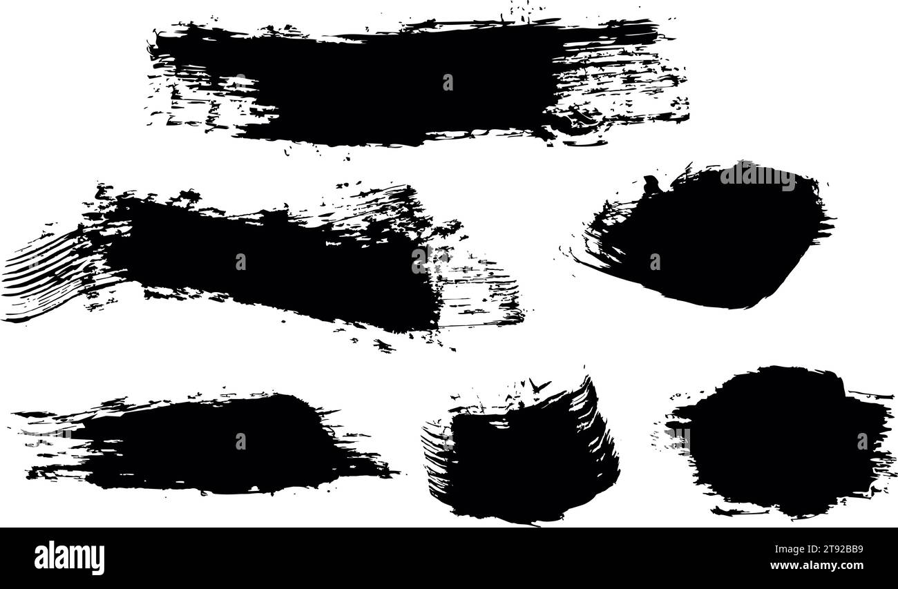 Set of grunge background for text. Black vector brush strokes. Smear of ...