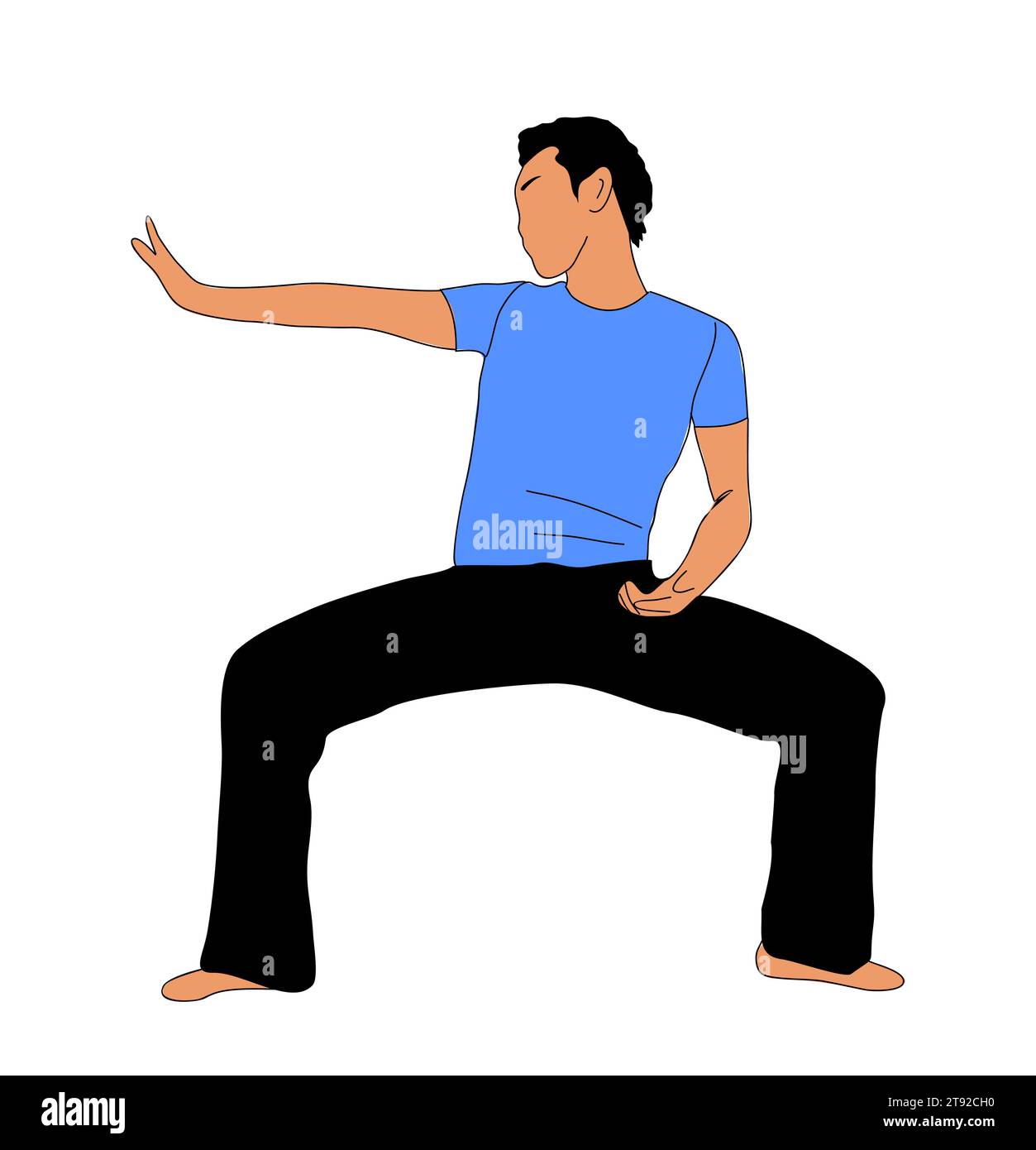 Male outline character doing martial art exercises Stock Vector Image 
