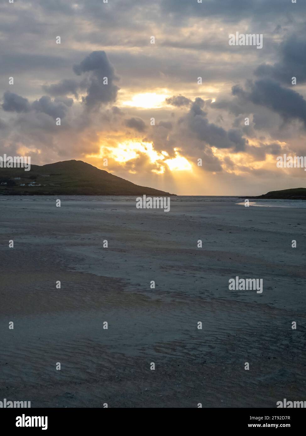 Beautiful sunset at Portnoo Narin beach in County Donegal - Ireland. Stock Photo
