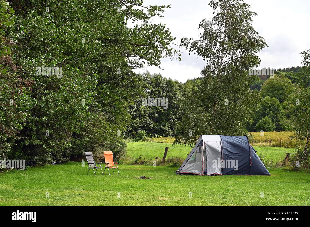 Shelter on a camping site Stock Photo