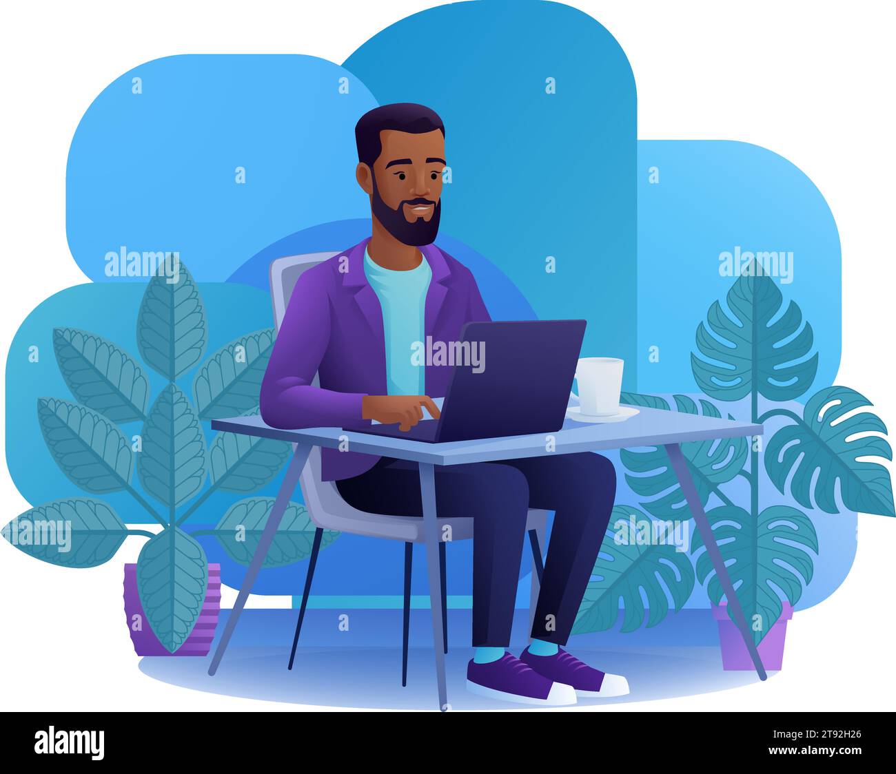 Man Using Laptop Computer Cartoon Illustration Stock Vector Image & Art ...