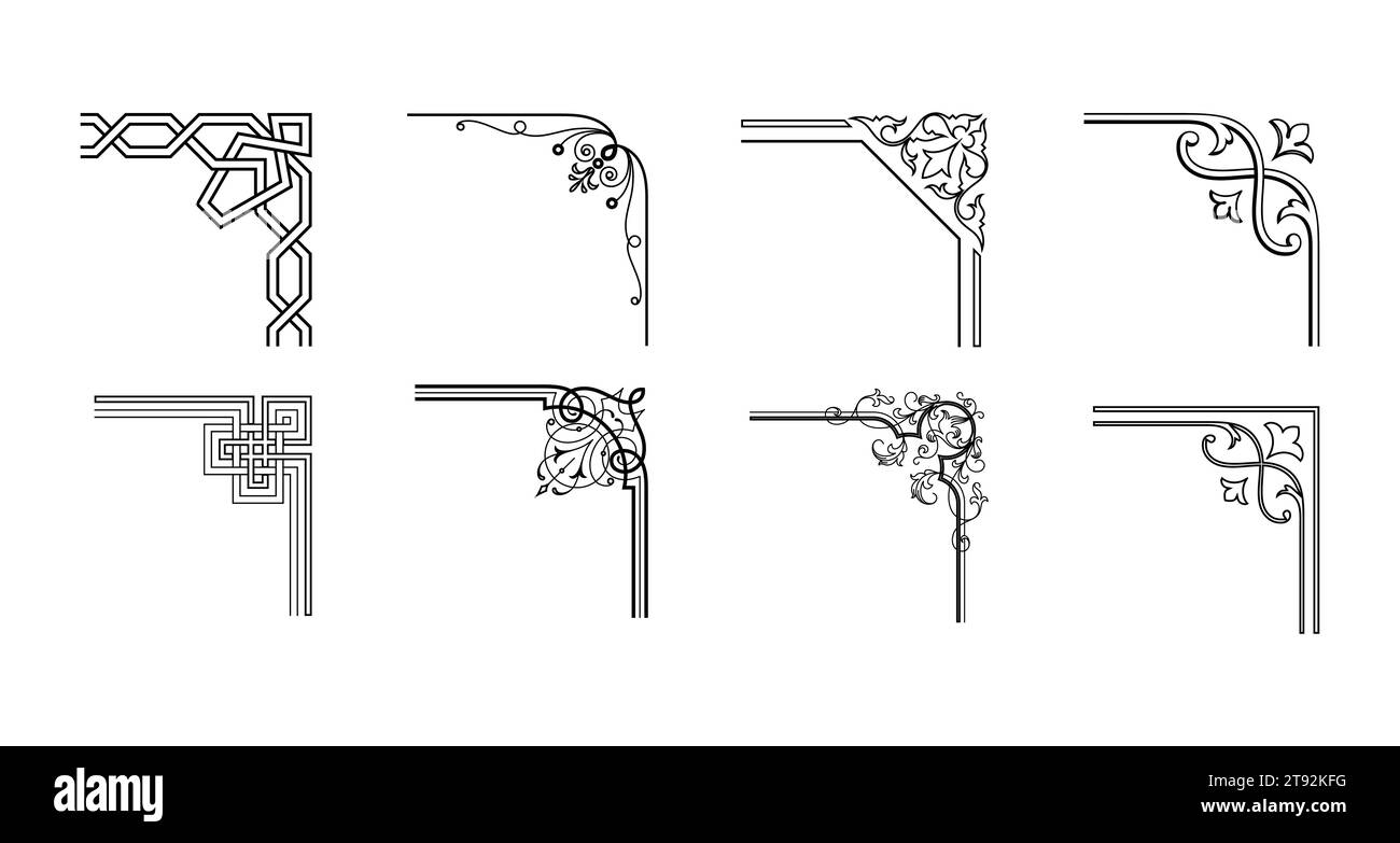 Vector illustration of decorative corner frame set Stock Vector Image