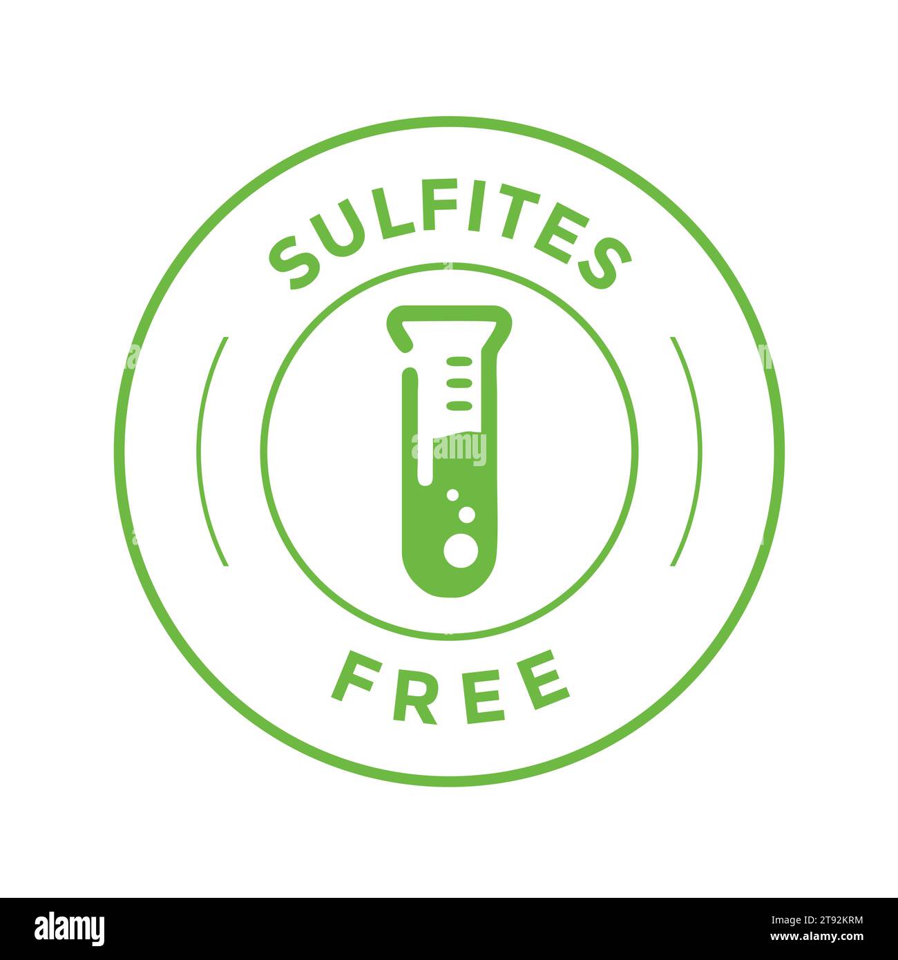 Sulfites Free Line Green Stamp. No Sulphites Label. Product without Sulfate Symbol. Natural Ingredients Non Sulfite Sign. Stock Vector