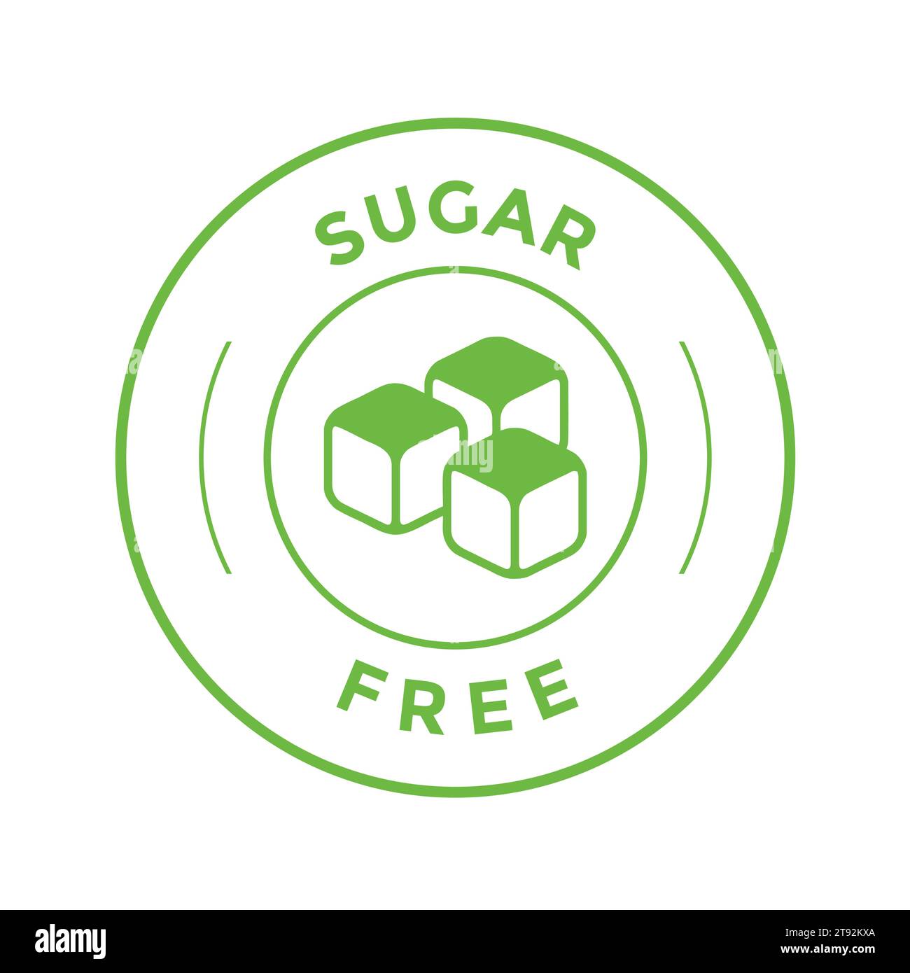 Sugar free label. Vector sugar cubes in circle icon for no sugar added product package design Stock Vector