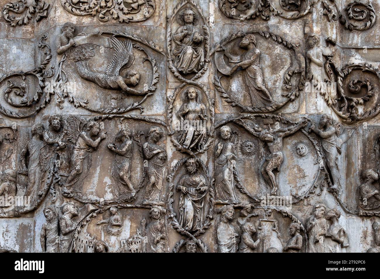 Gothic Execution Detail from marble bas-relief panel depicting Tree of Jesse and Old ...
