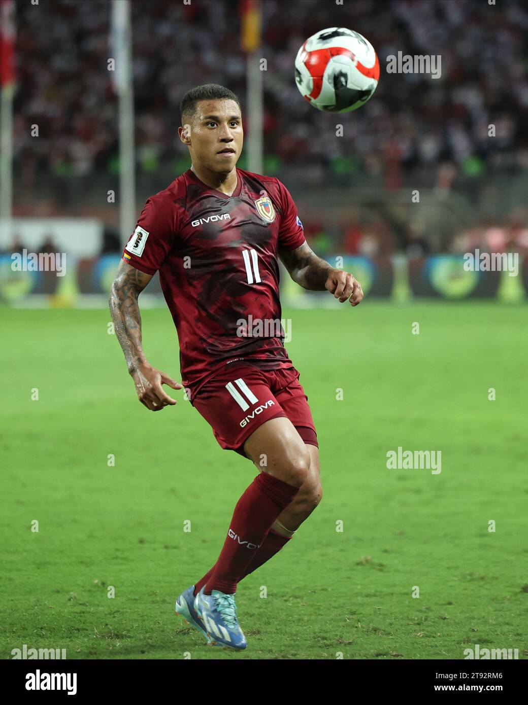 Lima, Peru. 21st Nov, 2023. Darwin Machis of Venezuela during the FIFA