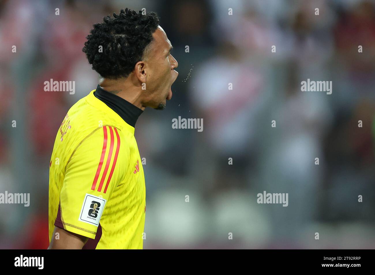 Lima, Peru. 21st Nov, 2023. Pedro Gallese of Peru during the FIFA 2024 World Cup qualifying round match between Peru and Venezuela played at Nacional de Lima Stadium on November 21 in Lima, Peru. (Photo by Miguel Marrufo/PRESSINPHOTO) Credit: PRESSINPHOTO SPORTS AGENCY/Alamy Live News Stock Photo