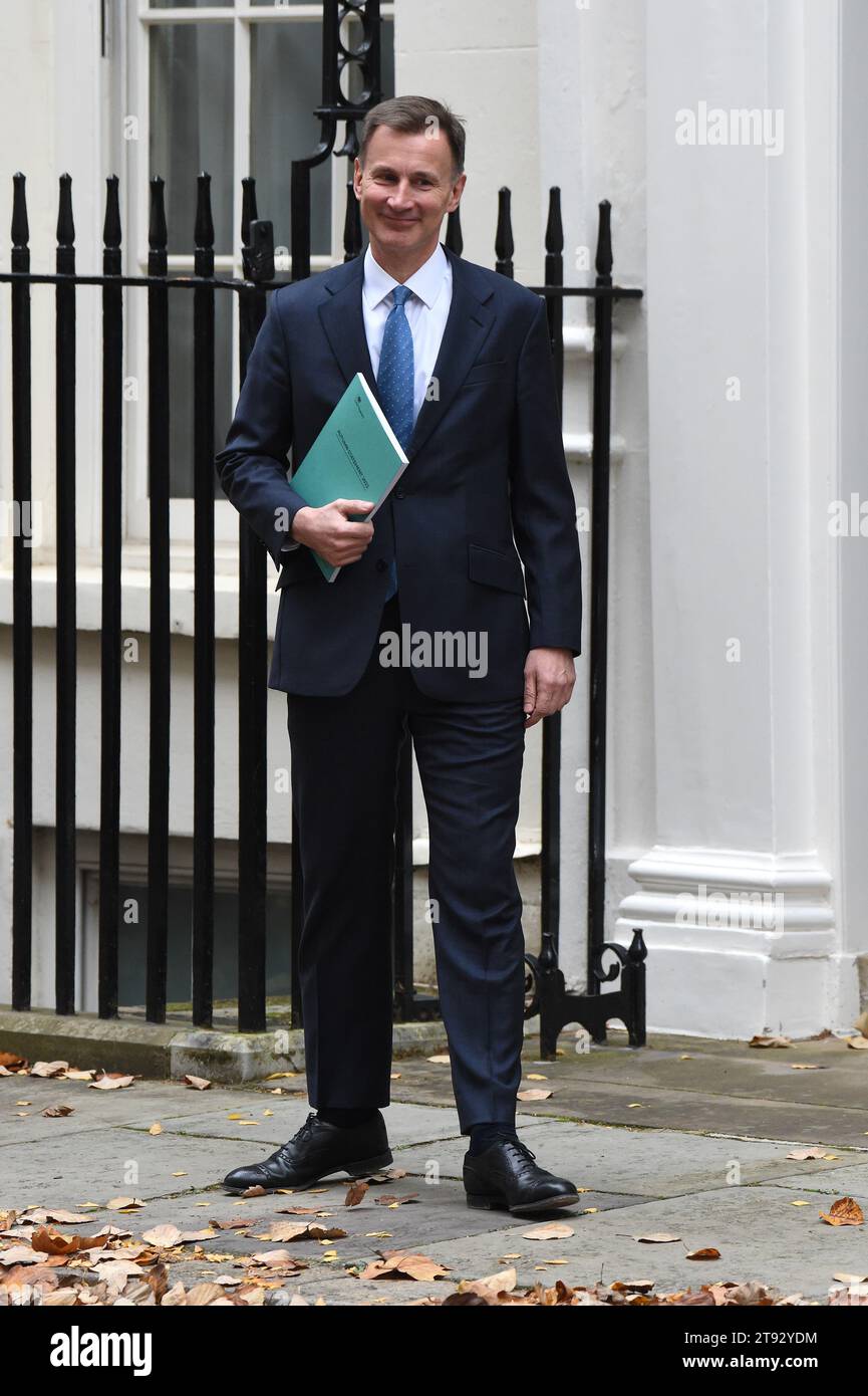 London, UK. 22nd Nov, 2023. Chancellor of the Exchequer Jeremy Hunt ...