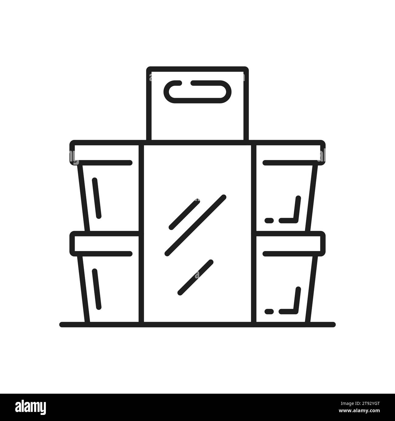 Outline package icon, plastic food containers line art icons. Vector