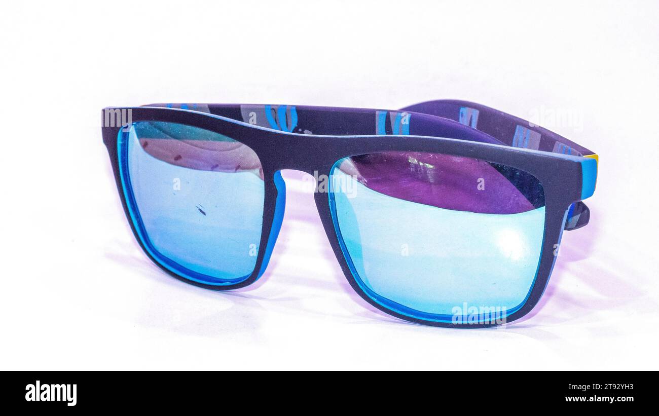 Sunglasses isolated on white background, polarized spectaculars Stock Photo